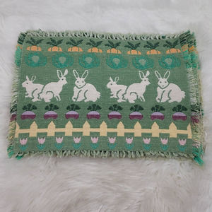Tapestry Fabric Bunny/Carrot/Fence 6 Placemats W17" X  L11.5"